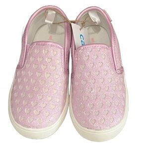 New Carters Tween 12 Glitter Hearts‎ Slip-On Shoes Toddler Sz 8 Pink Casual Cute